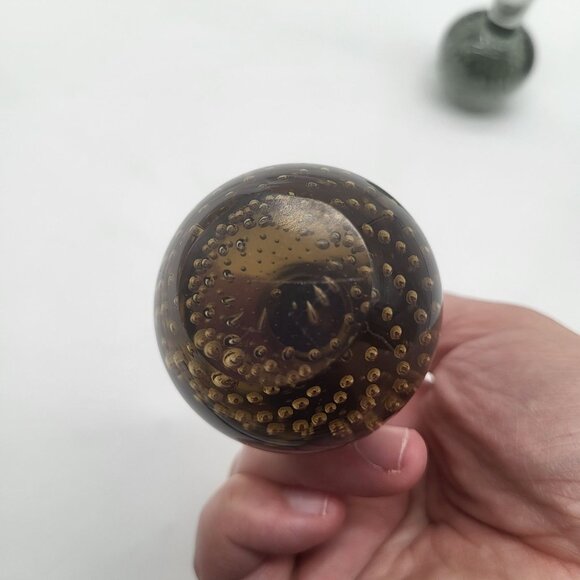 Vintage Mid Century Modern Bubble Art Glass Bud Vases Set of 2 - Picture 8 of 12